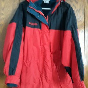 Ladies 3 in one Columbia Winter Jacket Large - Red, Black and Teal